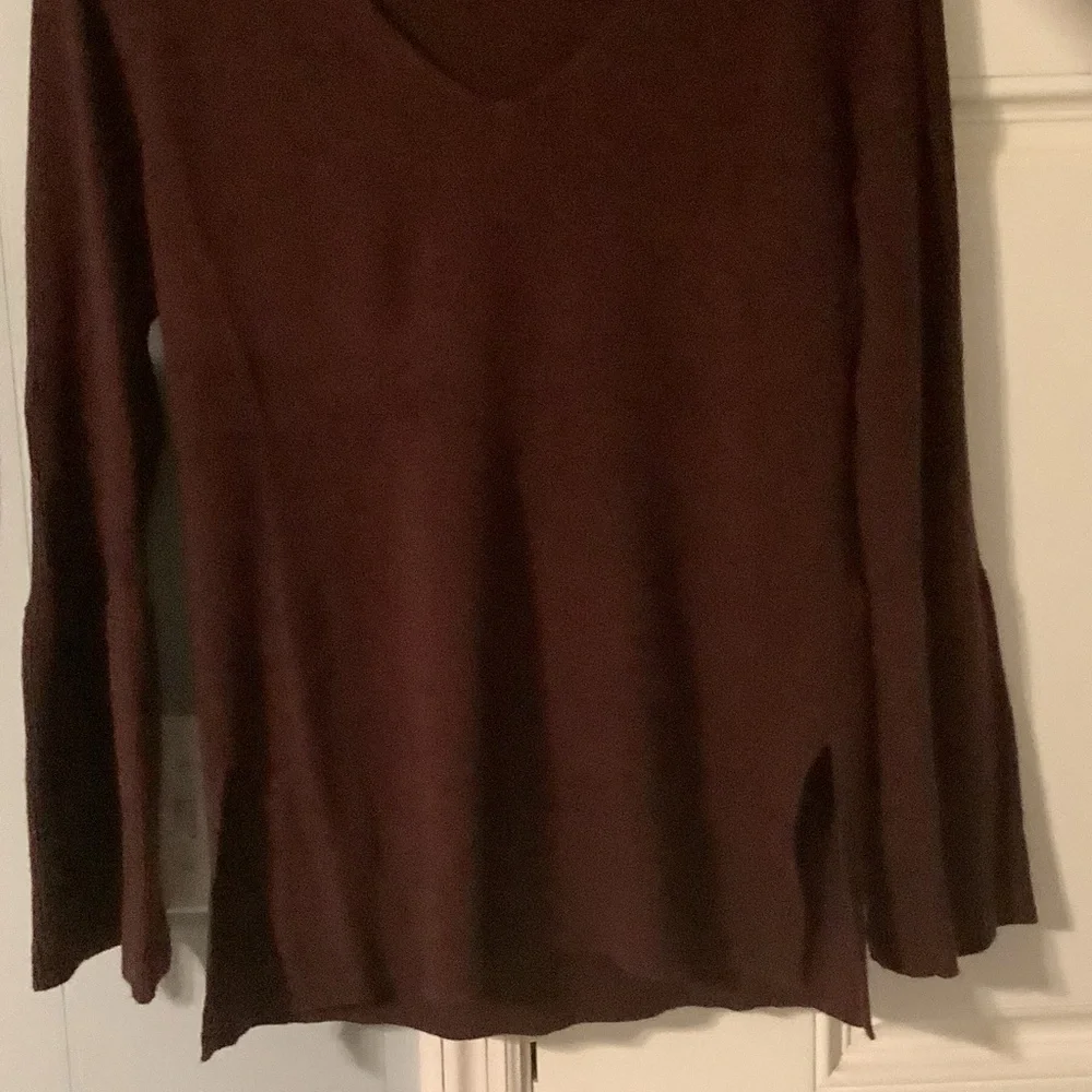 J. Crew V-Neck Sweater in Rich‎ garnet, wool, small